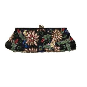 Cato Clasp Embroidered Beaded Boho Clutch